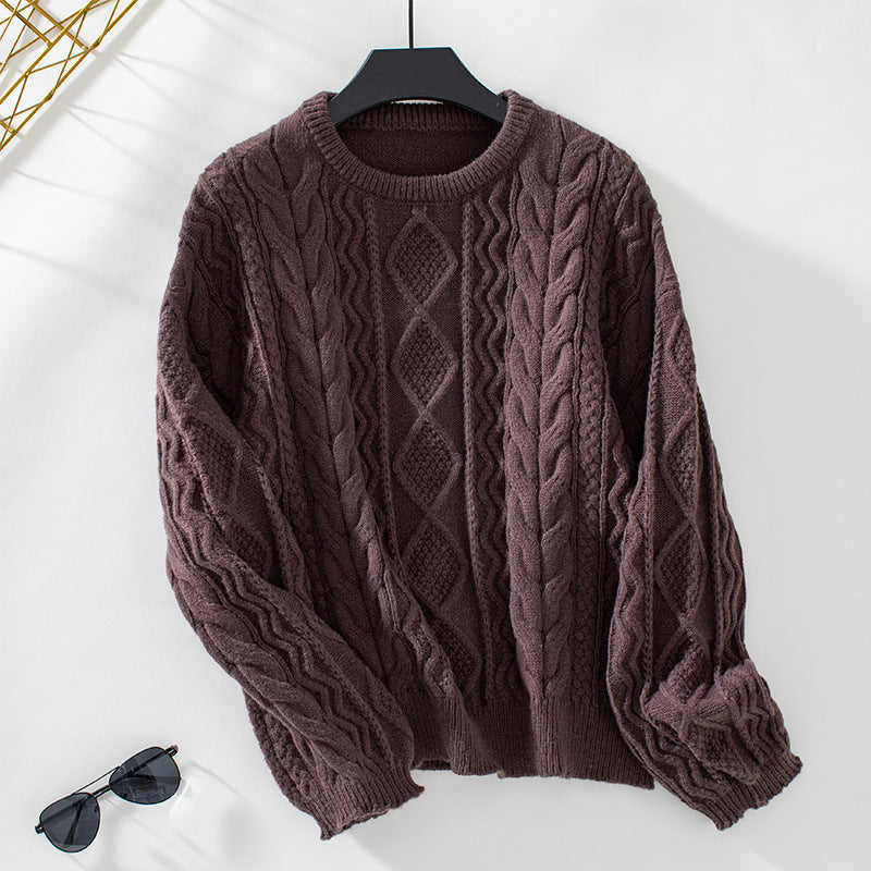 Thick knitted sweater for women with textured twisted pattern Lune London
