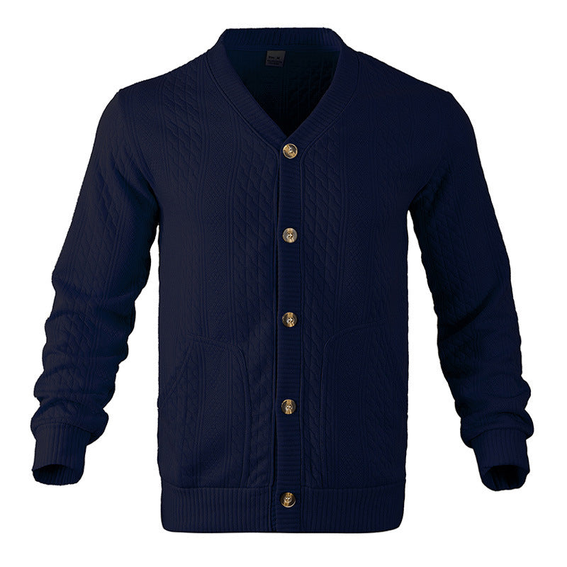 Men's knitted jacket with classic design and structured pattern Lune London
