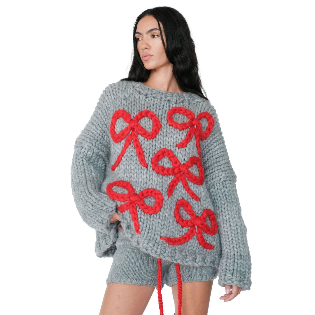 Chunky knit sweater for women with a playful knot design Lune London
