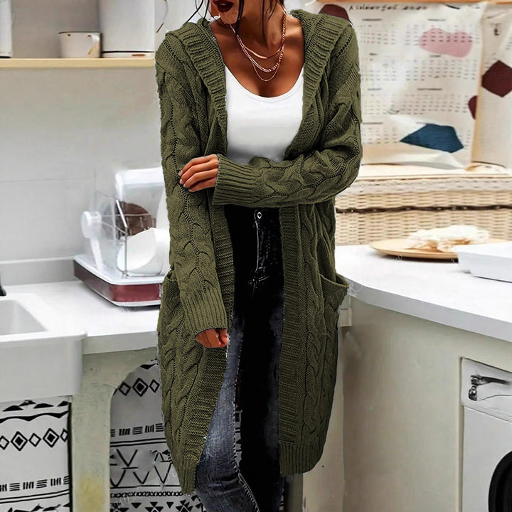Thick knit cardigan for women with open sleeves and practical pockets Lune London