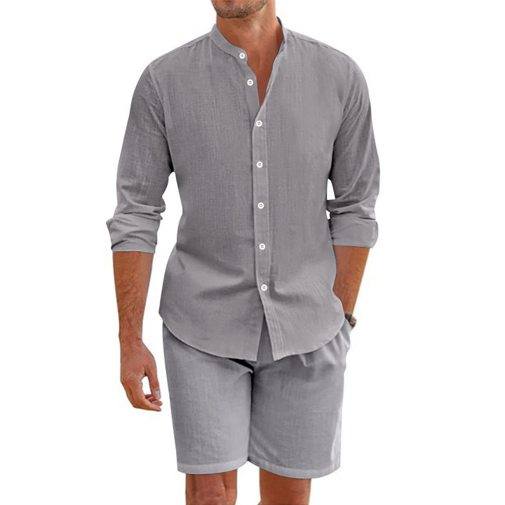 Casual shirt and shorts set for men in lightweight linen material Lune London