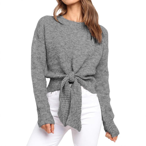 Casual knit sweater for women with tie belt Lune London