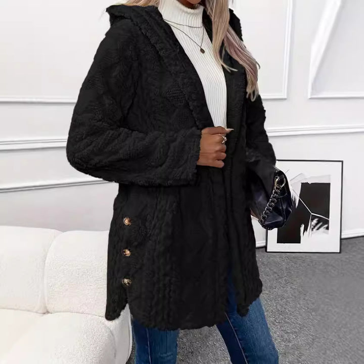Ladies Cozy Fleece Jacket with Hood Lune London