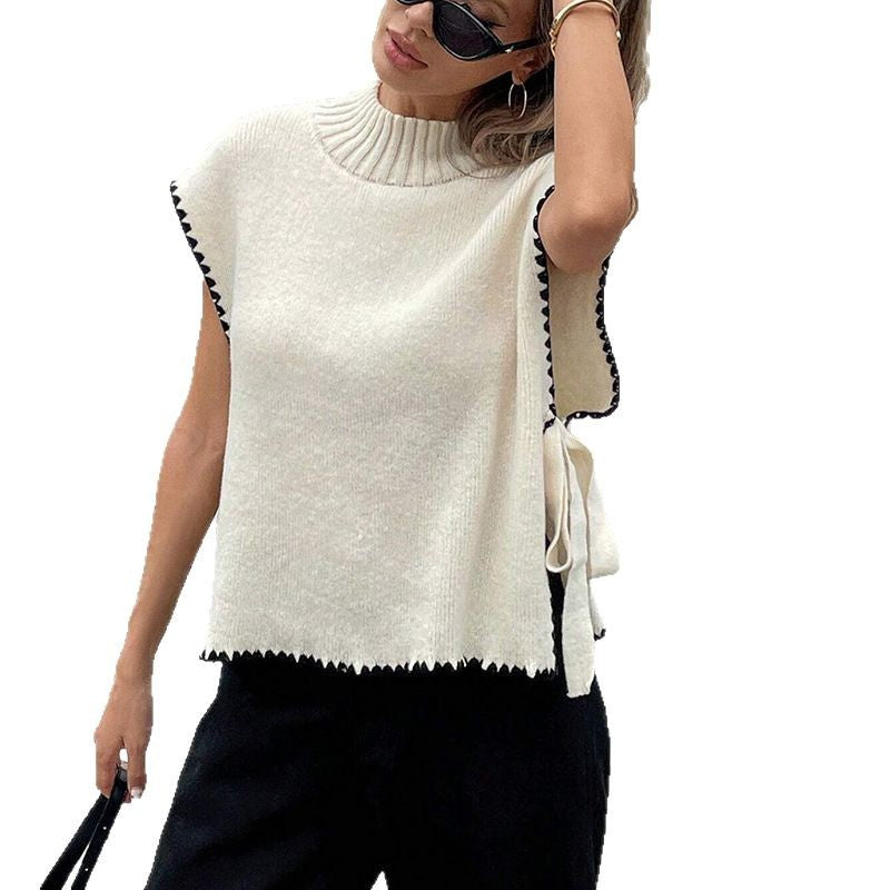 Women High-end Knitted Top with Casual Design and Fine Ribbed Collar Lune London