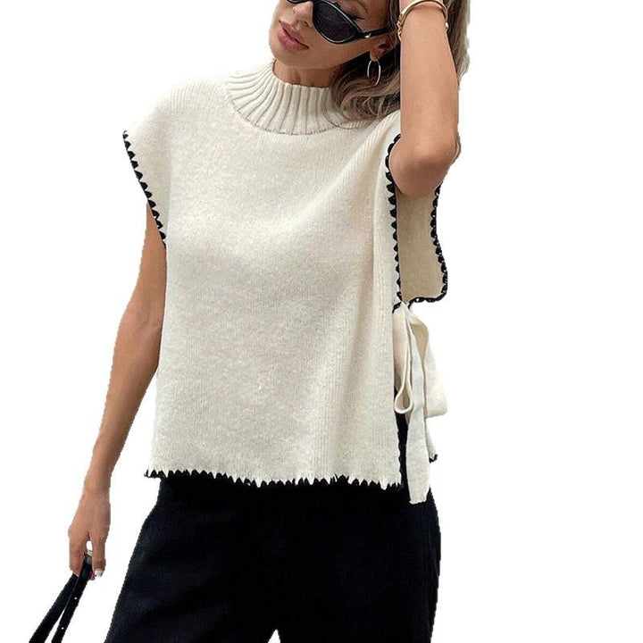 Women High-end Knitted Top with Casual Design and Fine Ribbed Collar Lune London