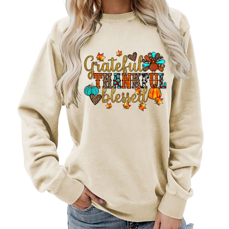 Sweatshirt pour femme avec motif de remerciement d'automne Chic & Stil
