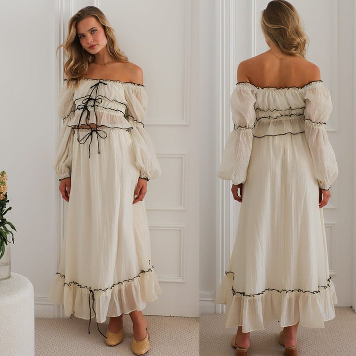 Top court aérien pour femmes avec volants et ceinture à nouer Chic & Stil
