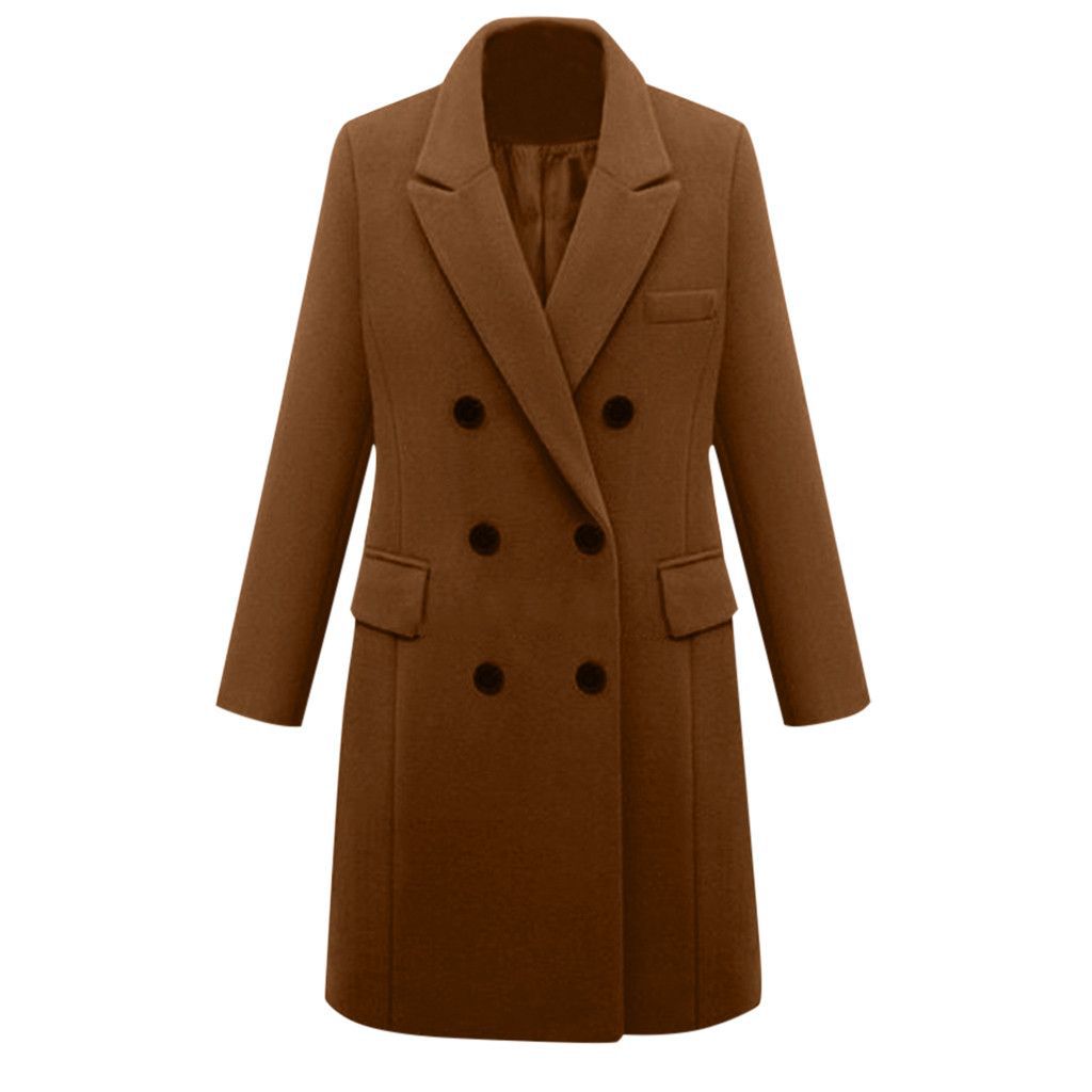 Elegant wool coat for women with double-breasted buttons and pockets Lune London