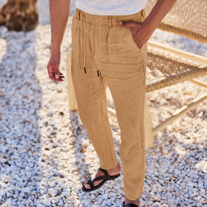 Men's casual pants with elastic waistband and side pockets. Lune London