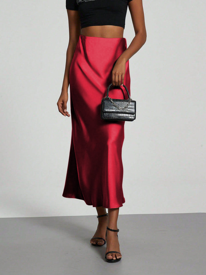 Women Elegant and flowing Satin Maxi Skirts Lune London