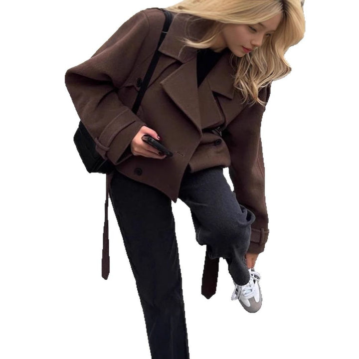 Fashionable oversized wool jacket for women with double-breasted buttons Lune London