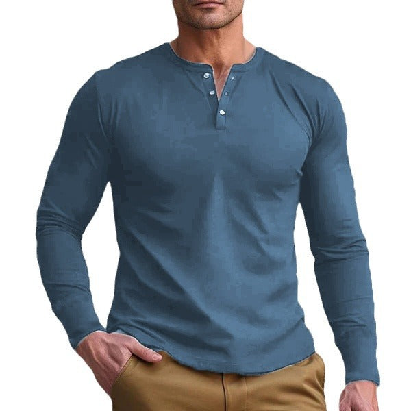 Men's Chic and Stylish Long Sleeve Henley T-shirt