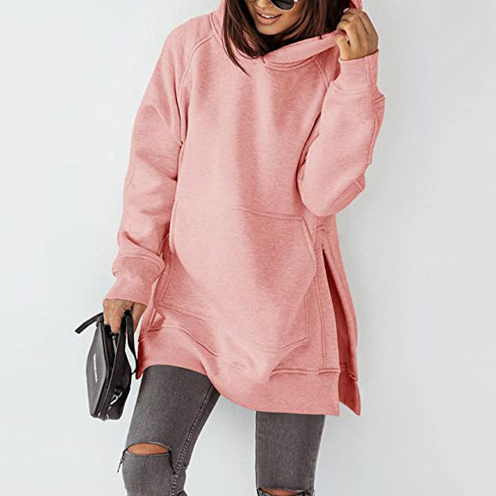 Lady Oversized Hoodie with Side Slits and Chic Fashion Design
