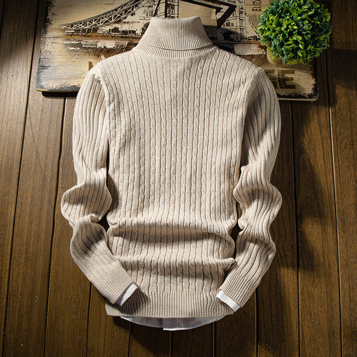 Knitted sweater for men with high collar and textured design Lune London