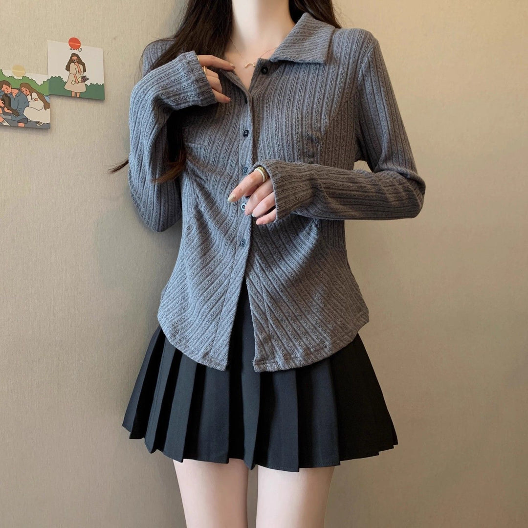 Blouse en tricot côtelé femme avec manches longues Chic & Stil