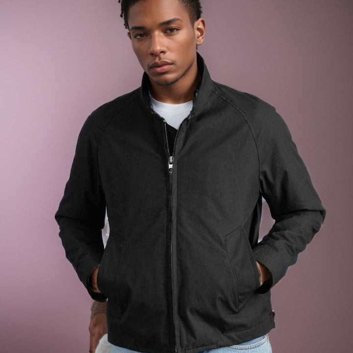 Elegant quilted jacket for men with high collar and practical pockets Lune London