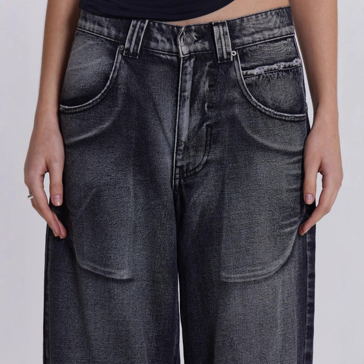 Women's wide jeans with artistic wing design and unique details Lune London