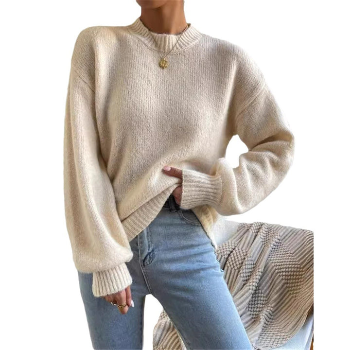 Loose knit sweater for women with high collar and textured design Lune London