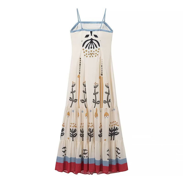 Maxi dress for women with floral print and ruffled hem Lune London