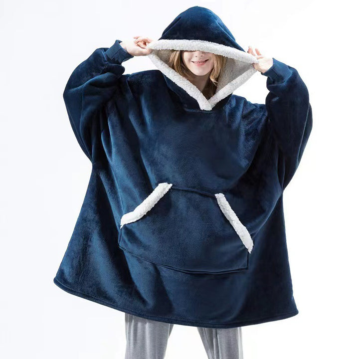 Ladies comfortable sweat poncho with soft lining and practical pockets Lune London