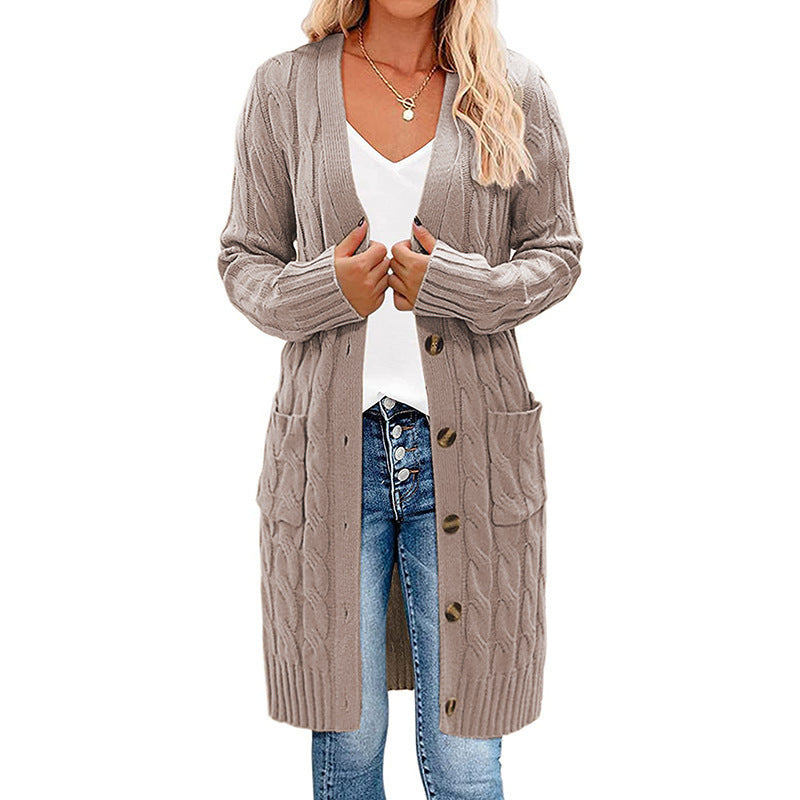 Ladies Chunky Knit Cardigan with Pockets and Chic Button Details and Nursing