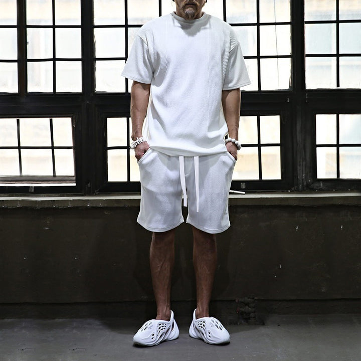 Breathable sports set for men with short sleeve t-shirt and shorts Lune London