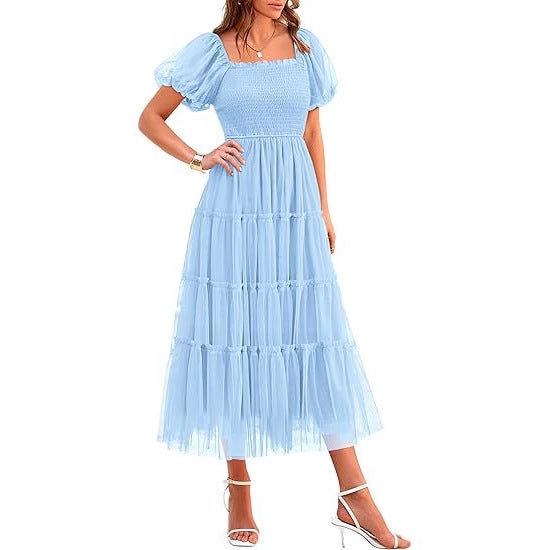 Maxi dress for women with voluminous sleeves and an off-shoulder design Lune London