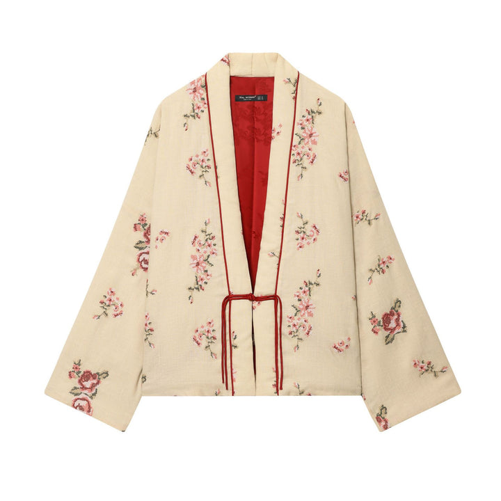 Women Elegant kimono-inspired jacket with floral embroidery Lune London