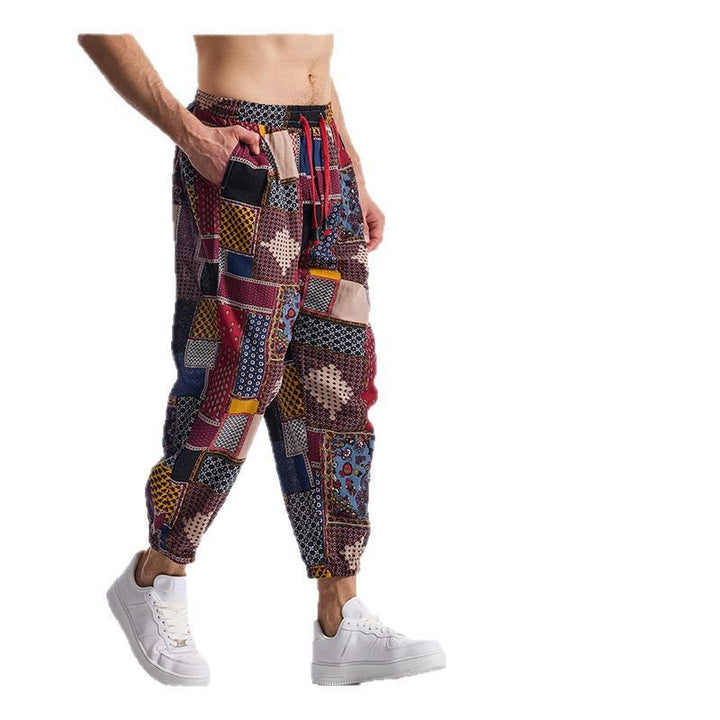 Men's casual pants with colorful pattern and elastic waistband Lune London