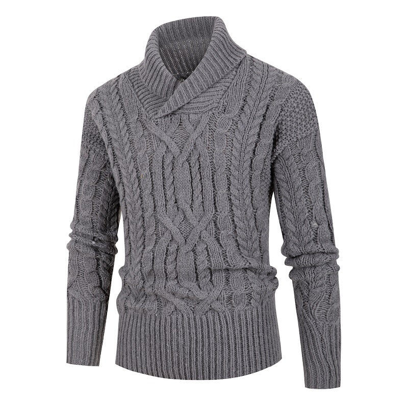 Men's chunky knit sweater with shawl collar and refined twisted pattern Lune London