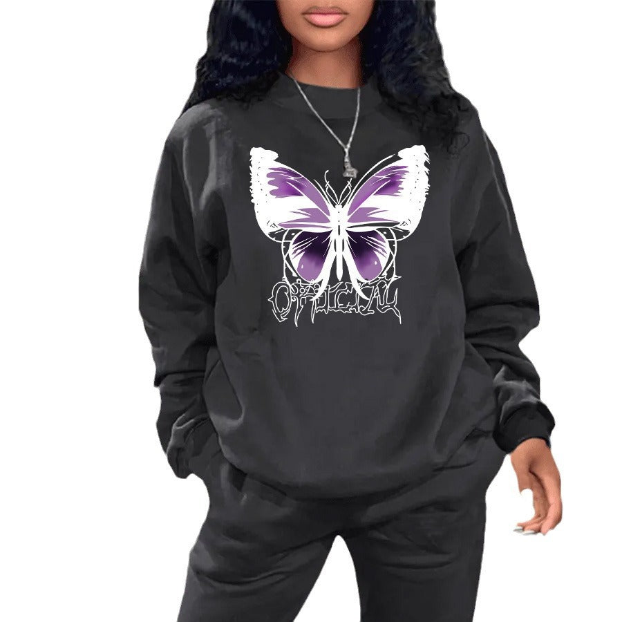 Women's sweatshirt and jogger pants set with a creative butterfly design Lune London