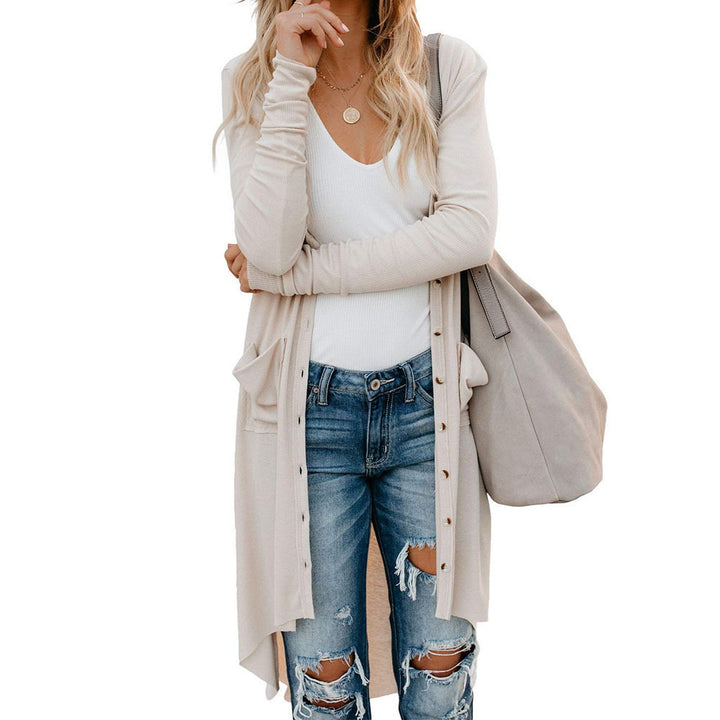 Ladies Long Cardigan Sweater with Buttons and Pockets Lune London