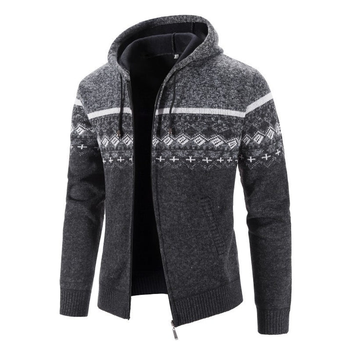 Men's knit jacket with hood and elegant patterns Lune London