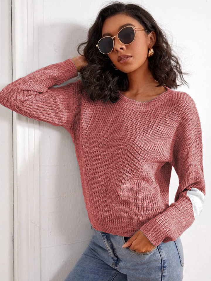 Sweater femme en tricot épais avec un design color block à la mode et une coupe décontractée Chic & Stil