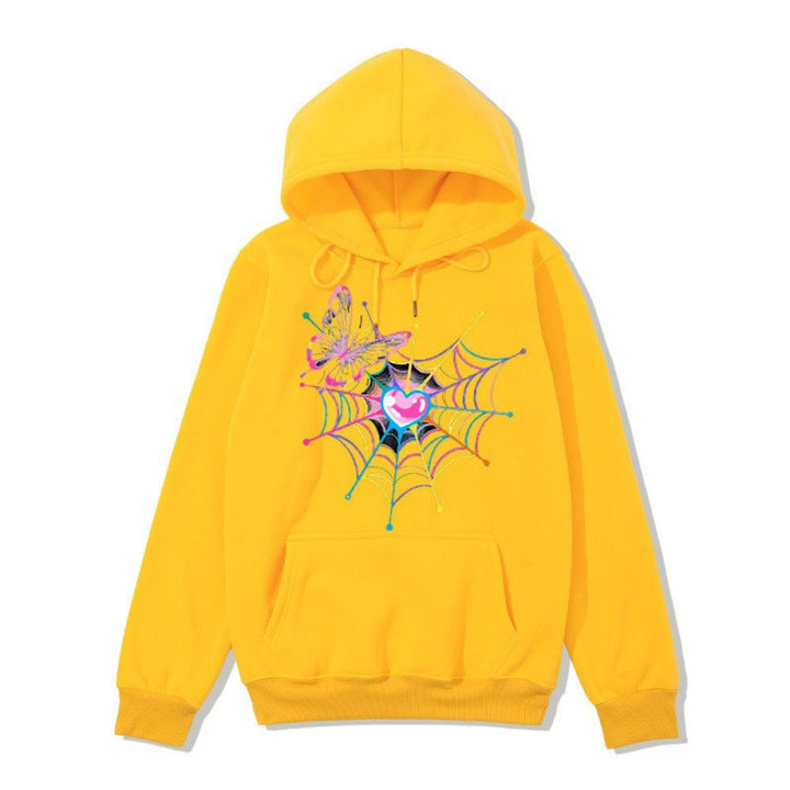 Women's hooded sweatshirt with artistic butterfly spiderweb motif Chic & Stil