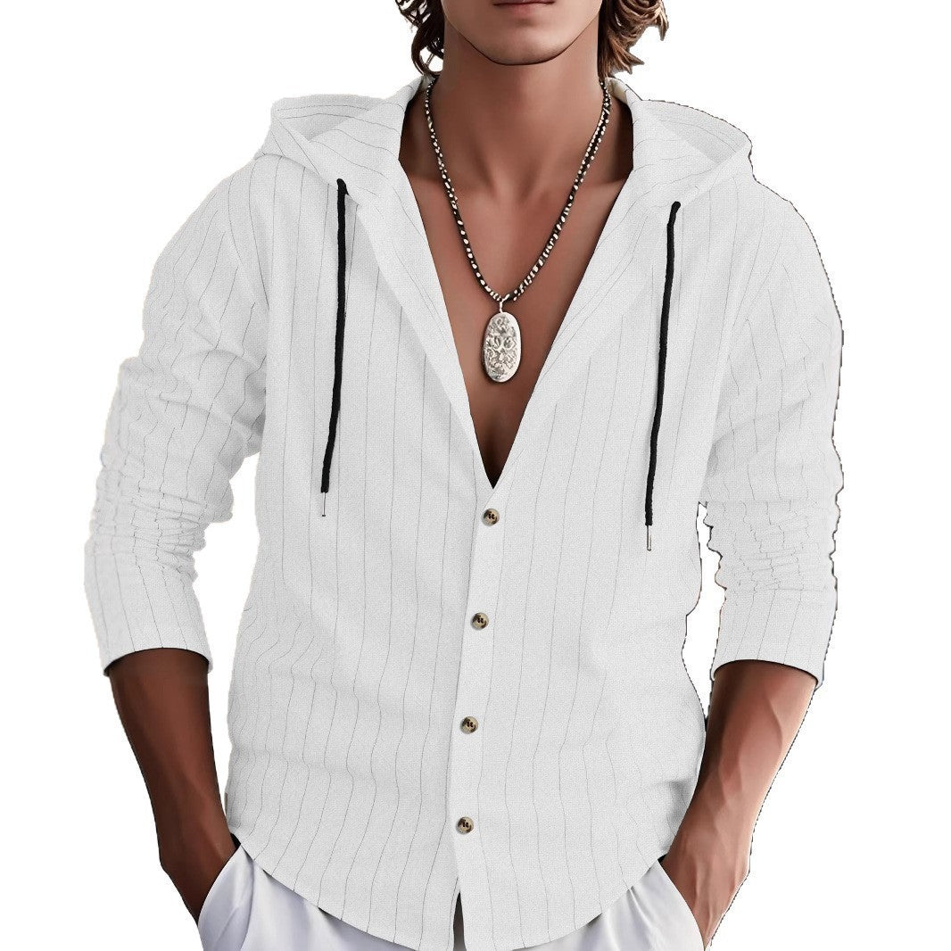 Casual hooded jacket for men with striped pattern and button placket Lune London