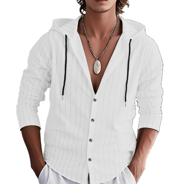 Casual hooded jacket for men with striped pattern and button placket Lune London