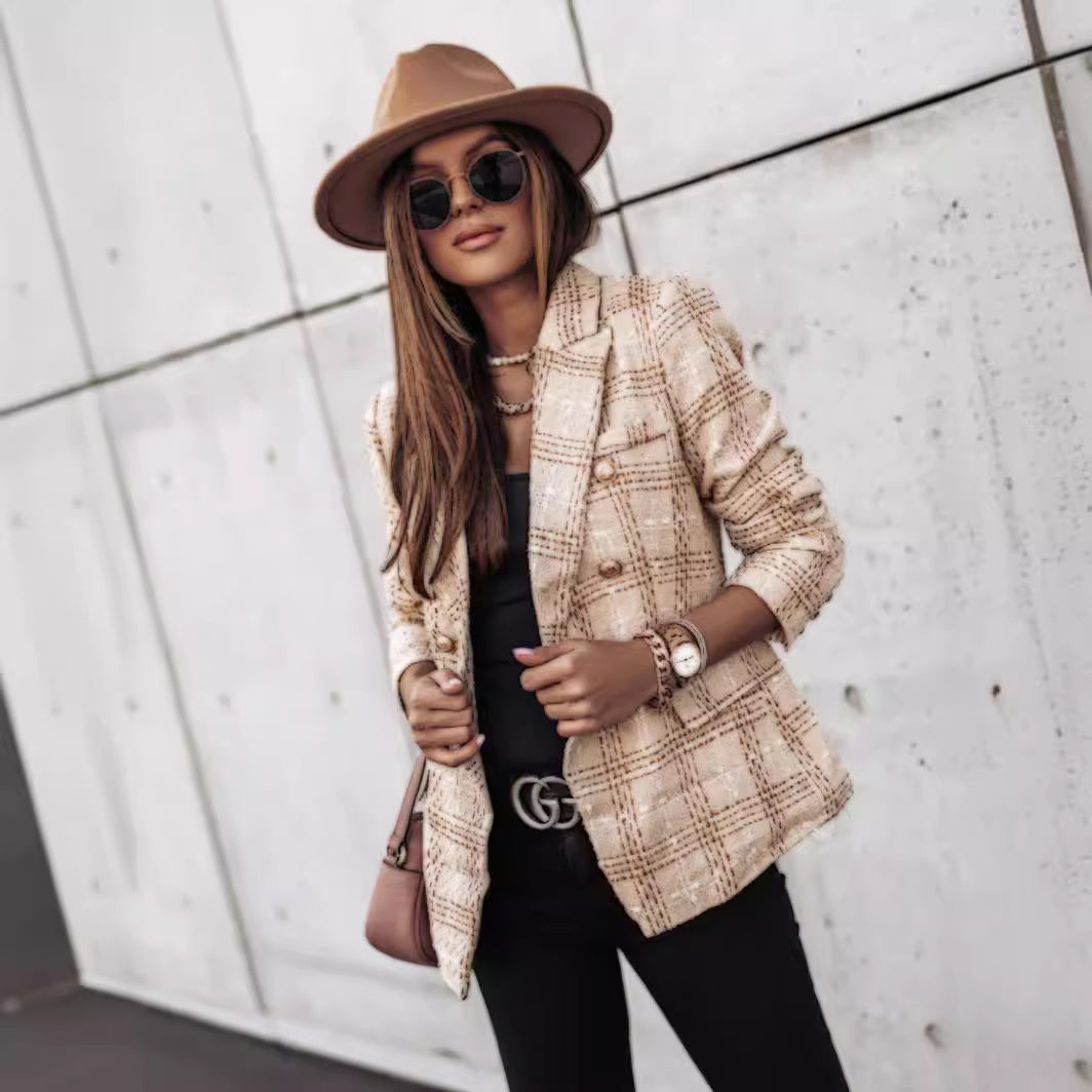 Elegant checked blazer jacket for women Lune London
