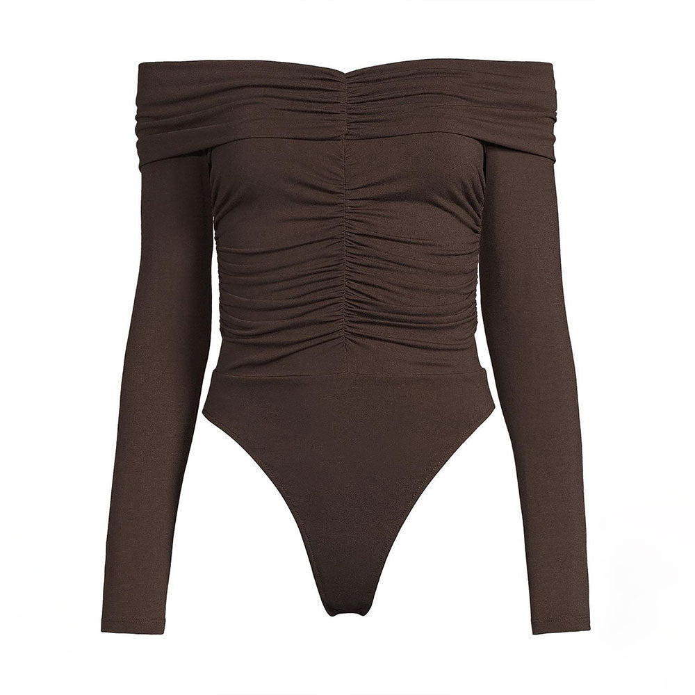 Chemisier femme à épaules dénudées avec fronces et manches longues Chic & Stil