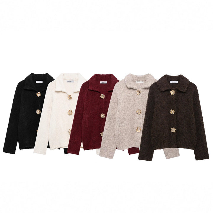 Elegant ladies cardigan with decorative button details Lune London