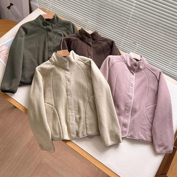 Veste en polaire pour femmes avec col montant et boutons-pression Chic & Stil