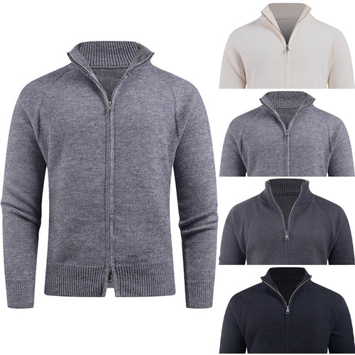 High-quality knit jacket for men with modern zip and stand-up collar Lune London