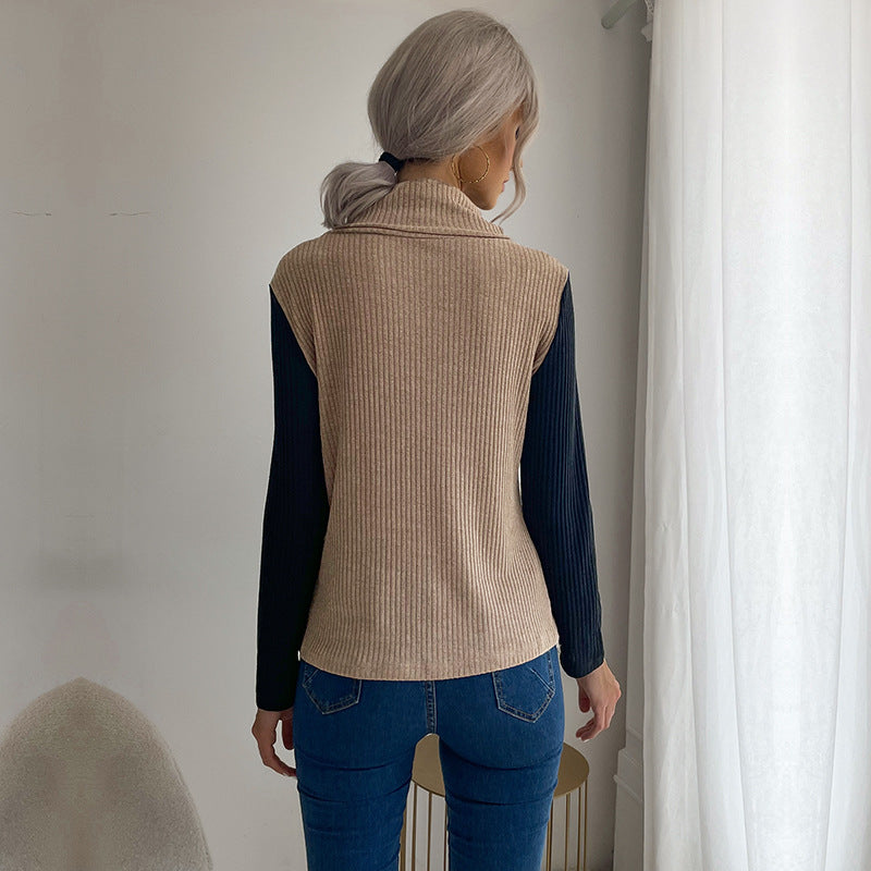 Knotted top for ladies in textured fabric and modern collar Lune London