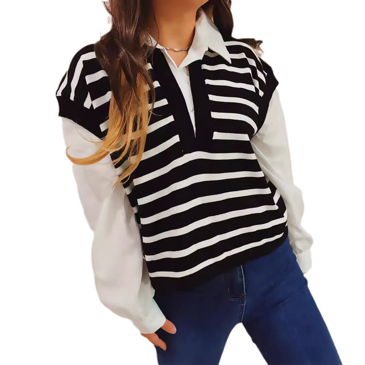 Pull en maille féminin à la mode avec une coupe moderne et des manches bouffantes élégantes Chic & Stil