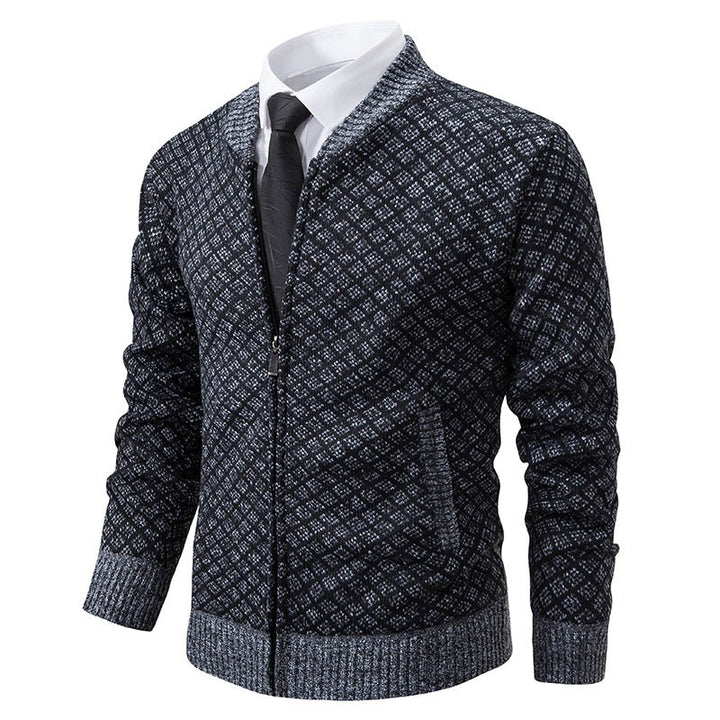 Men's knitted jacket with modern zipper and structured design Lune London
