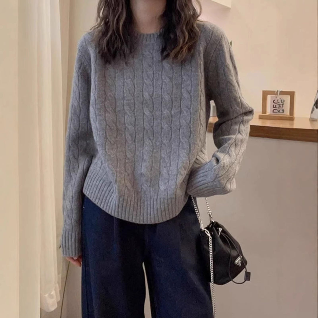 Pull en tricot pour femmes avec motif de câble décoratif Chic & Stil