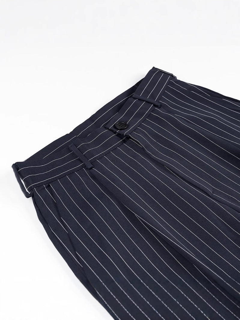 Wide high-waisted trousers for women with elegant stripes Lune London