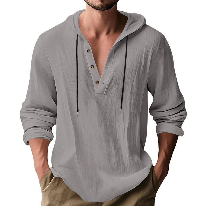 Men's casual hoodie shirt with modern button placket design Lune London