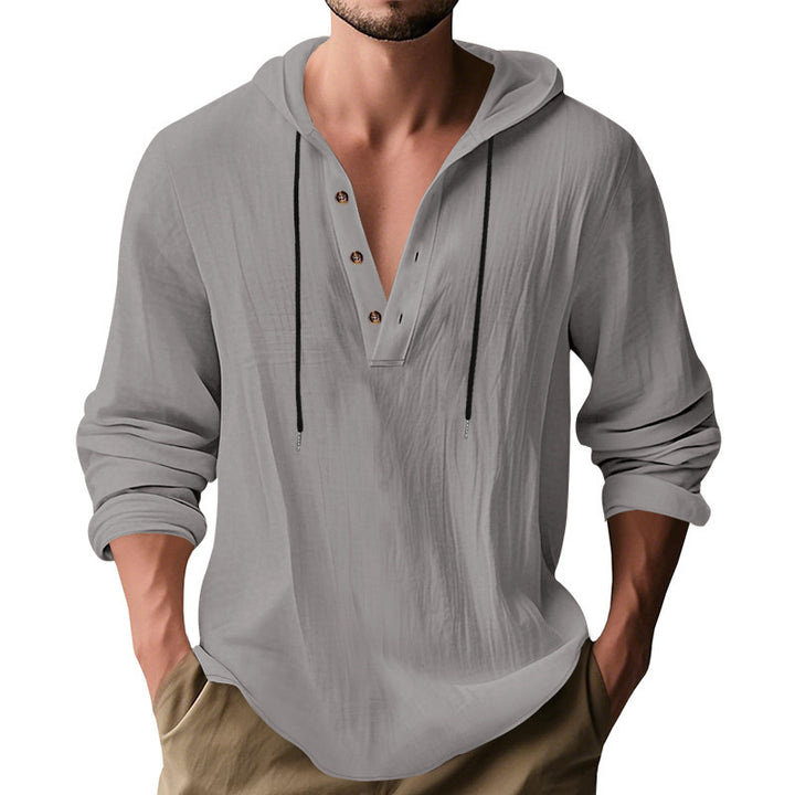 Men's casual hoodie shirt with modern button placket design Lune London