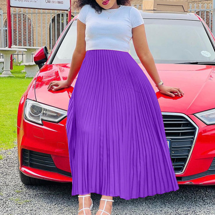 Pleated maxi skirt for women with elastic waistband and beautiful drape of pleats Lune London